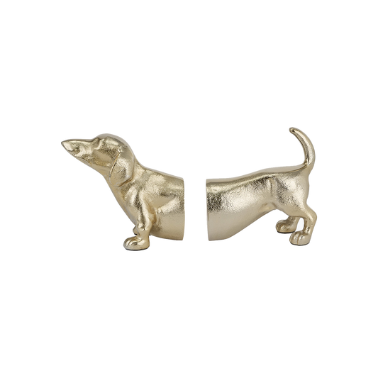 Gold Metal Sausage Dog Bookends