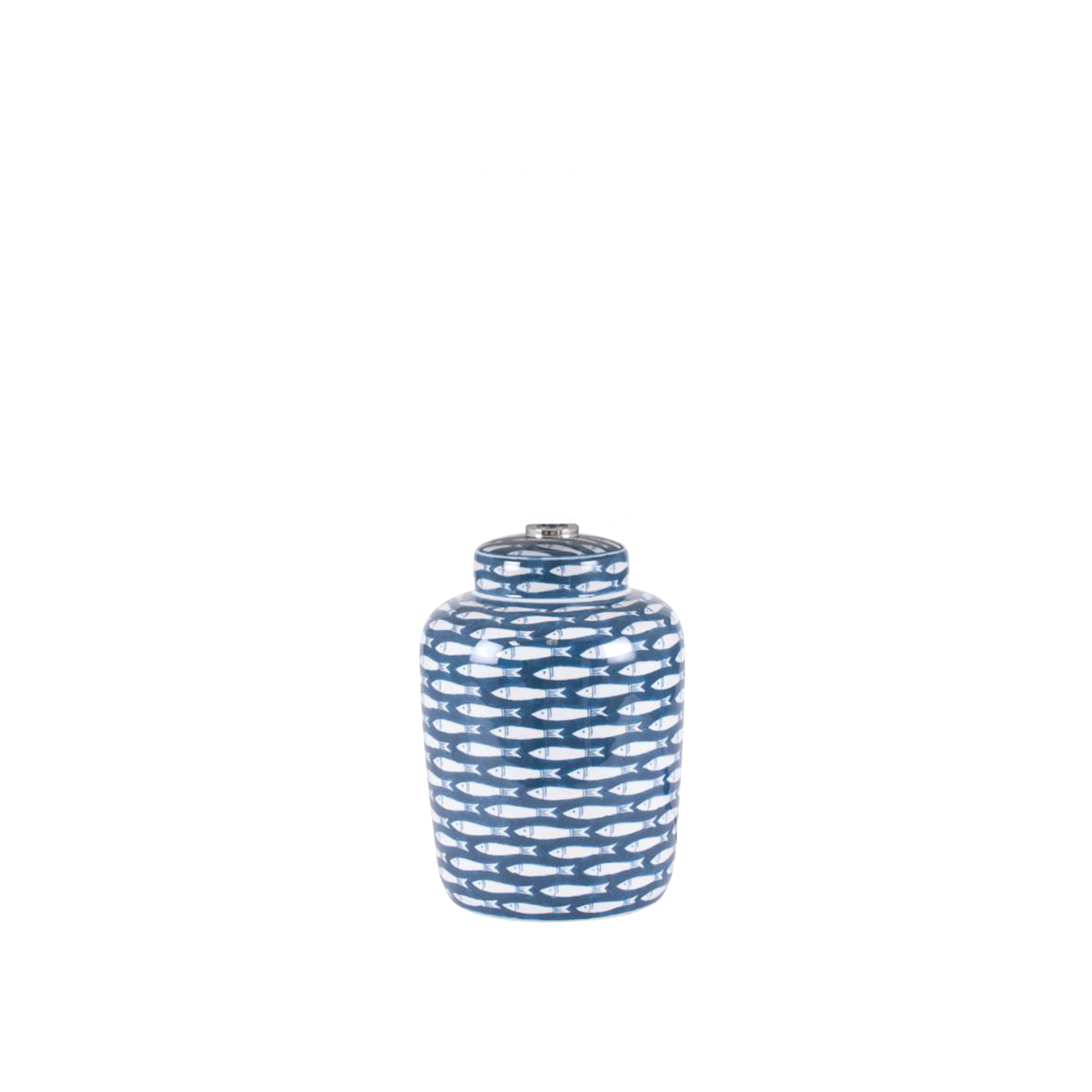 Blue and White Fish Detail Ceramic Table Lamp