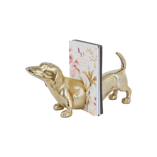 Gold Metal Sausage Dog Bookends