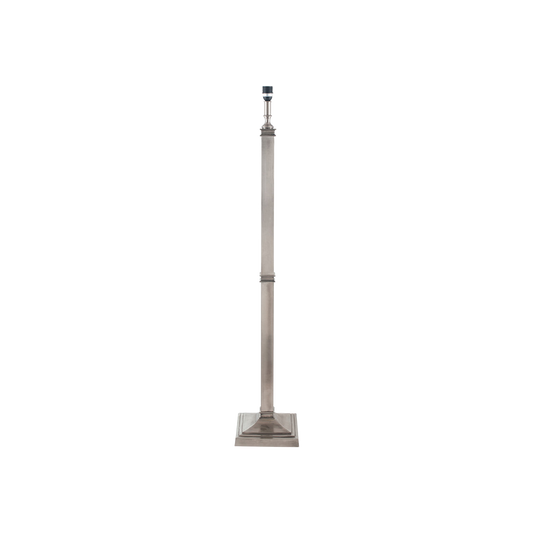Antique Silver Square Column Floor Lamp & Velvet Shade