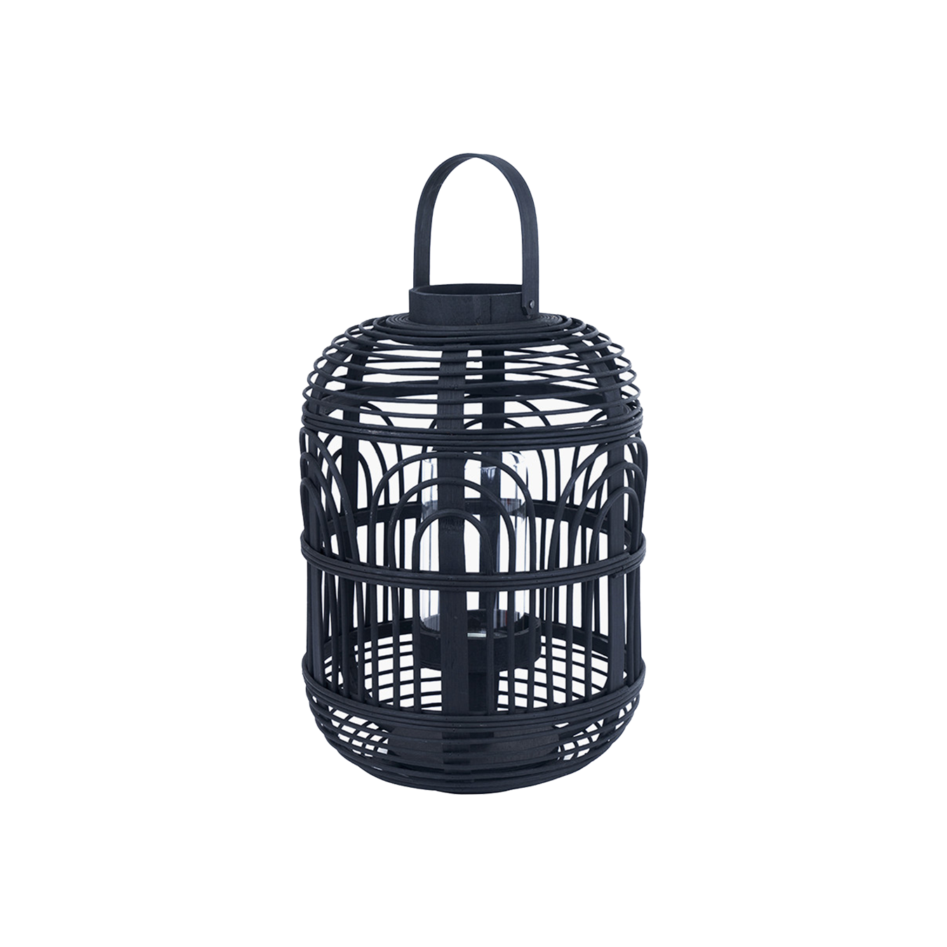 Black Bamboo and Glass Lantern