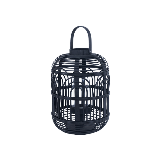 Black Bamboo and Glass Lantern