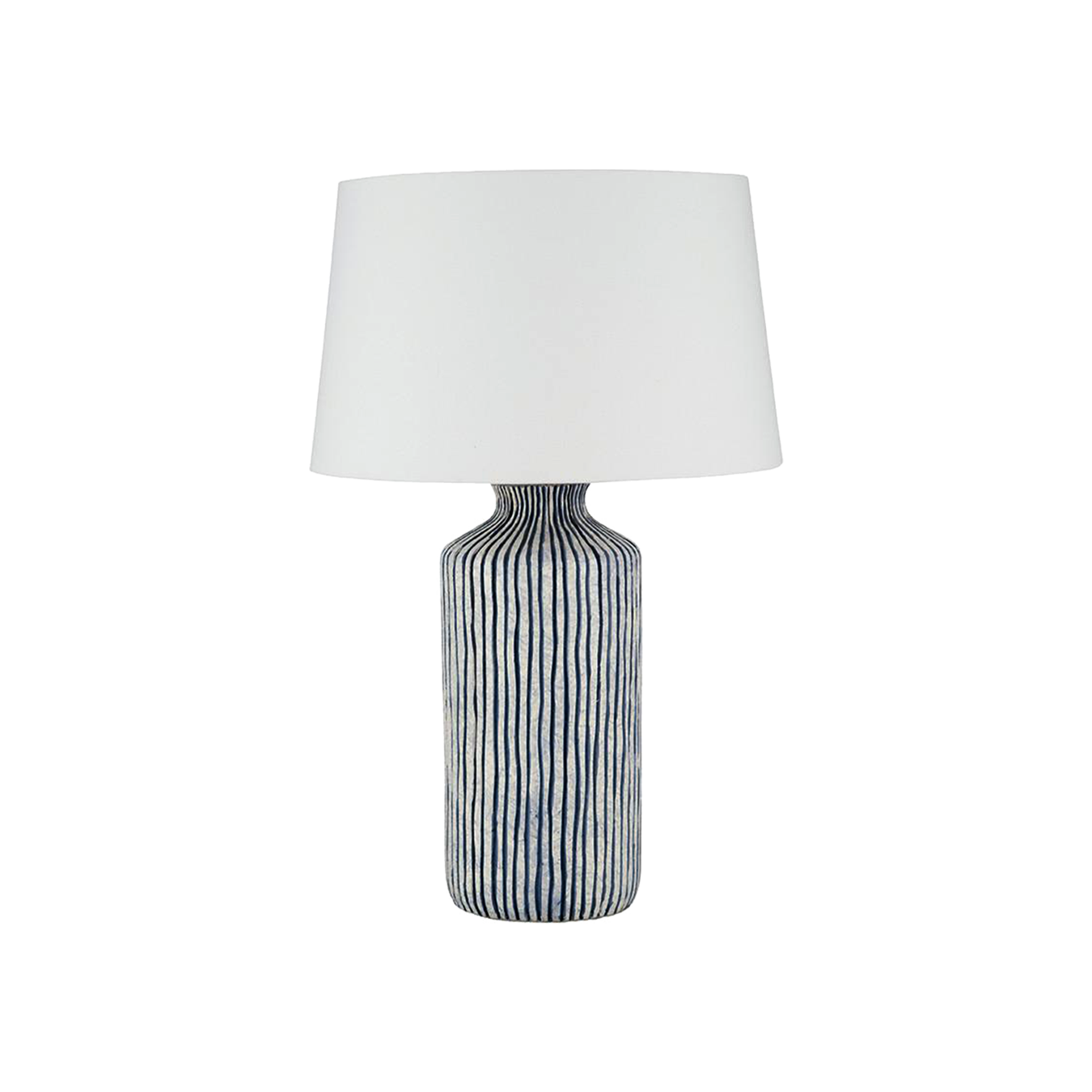 Blue Stone Embossed Stripe Lamp & 40cm Stone Shade