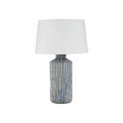 Blue Stone Embossed Stripe Lamp & 40cm Stone Shade