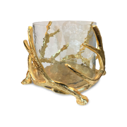 Large Antler Gold Hurricane with Hammered Glass
