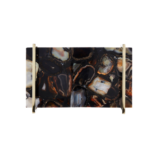 Black & Gold Agate Luxury Tray