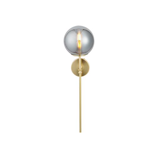 Arabella Smoked Glass Orb and Gold Metal Wall Light