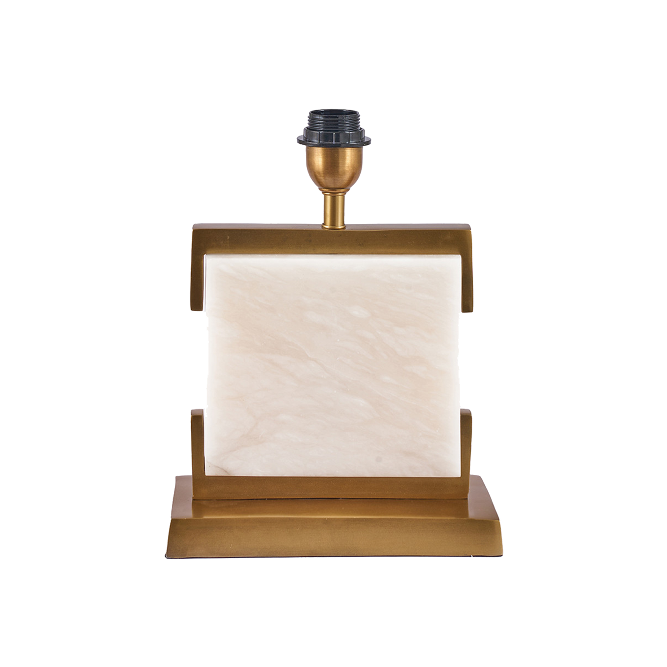 Alabaster and Brass Table Lamp with Cream Shade