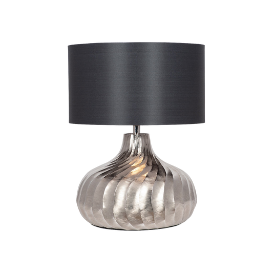 Raw Silver Twist Lamp & 40cm Black Silk Shade