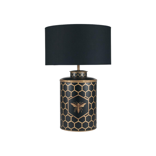Hand Painted Black & Gold Bee Lamp