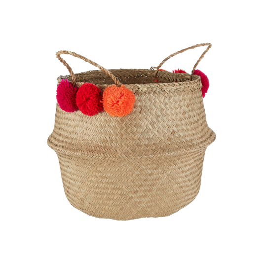 Seagrass Pom Pom Basket