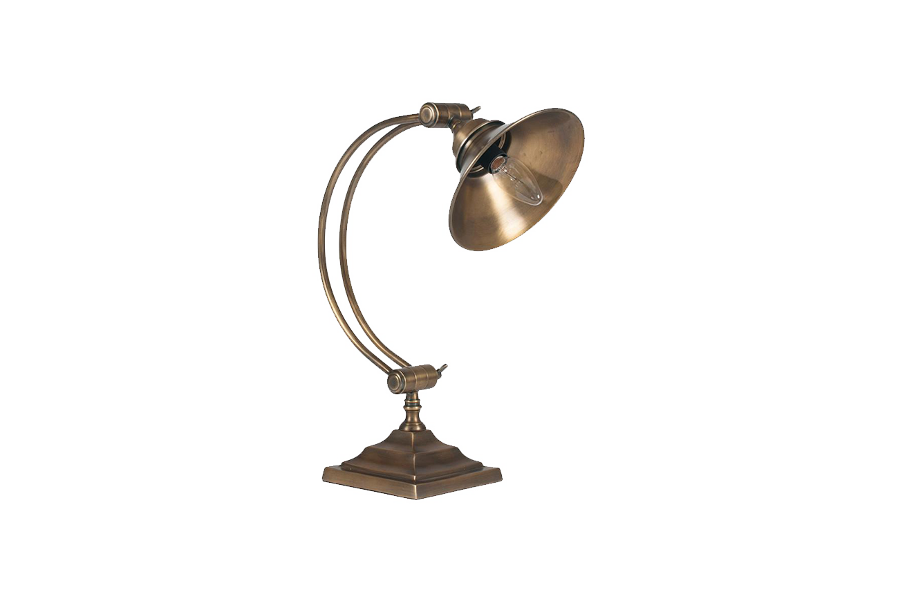 Antique Brass Metal Arched Arm Task Table Lamp
