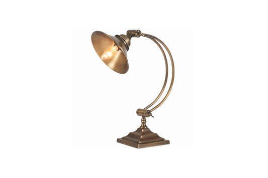 Antique Brass Metal Arched Arm Task Table Lamp