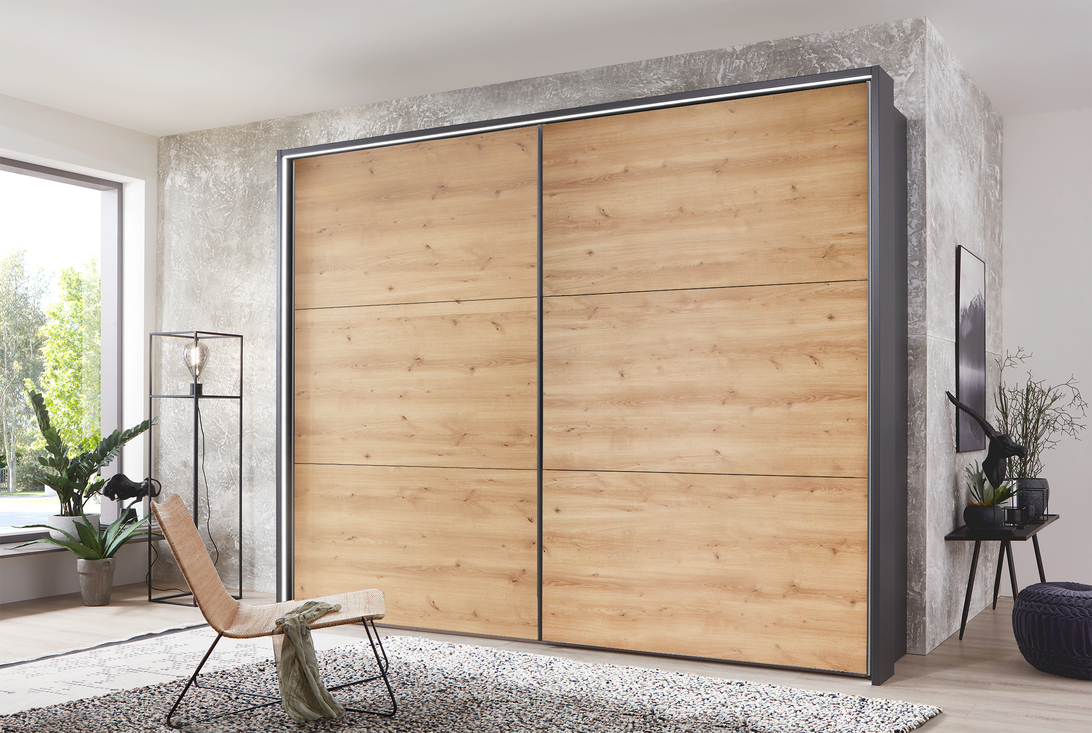 Kadiz Sliding Wardrobe Bianco Oak 300 cm