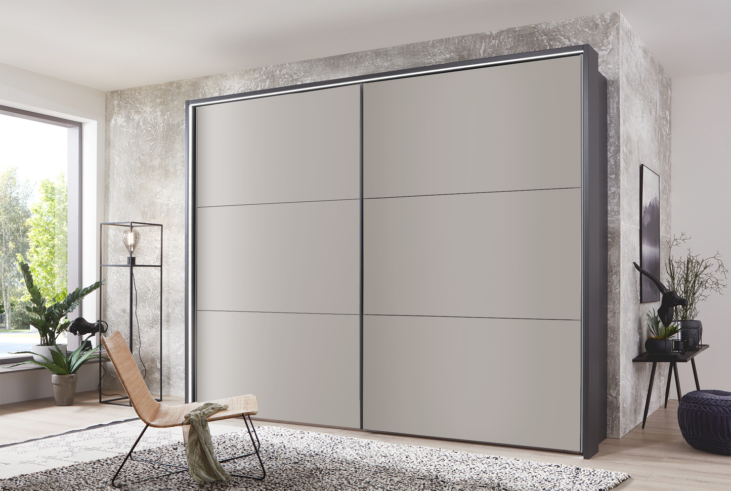 Kadiz Sliding Wardrobe Pebble Grey 200 cm