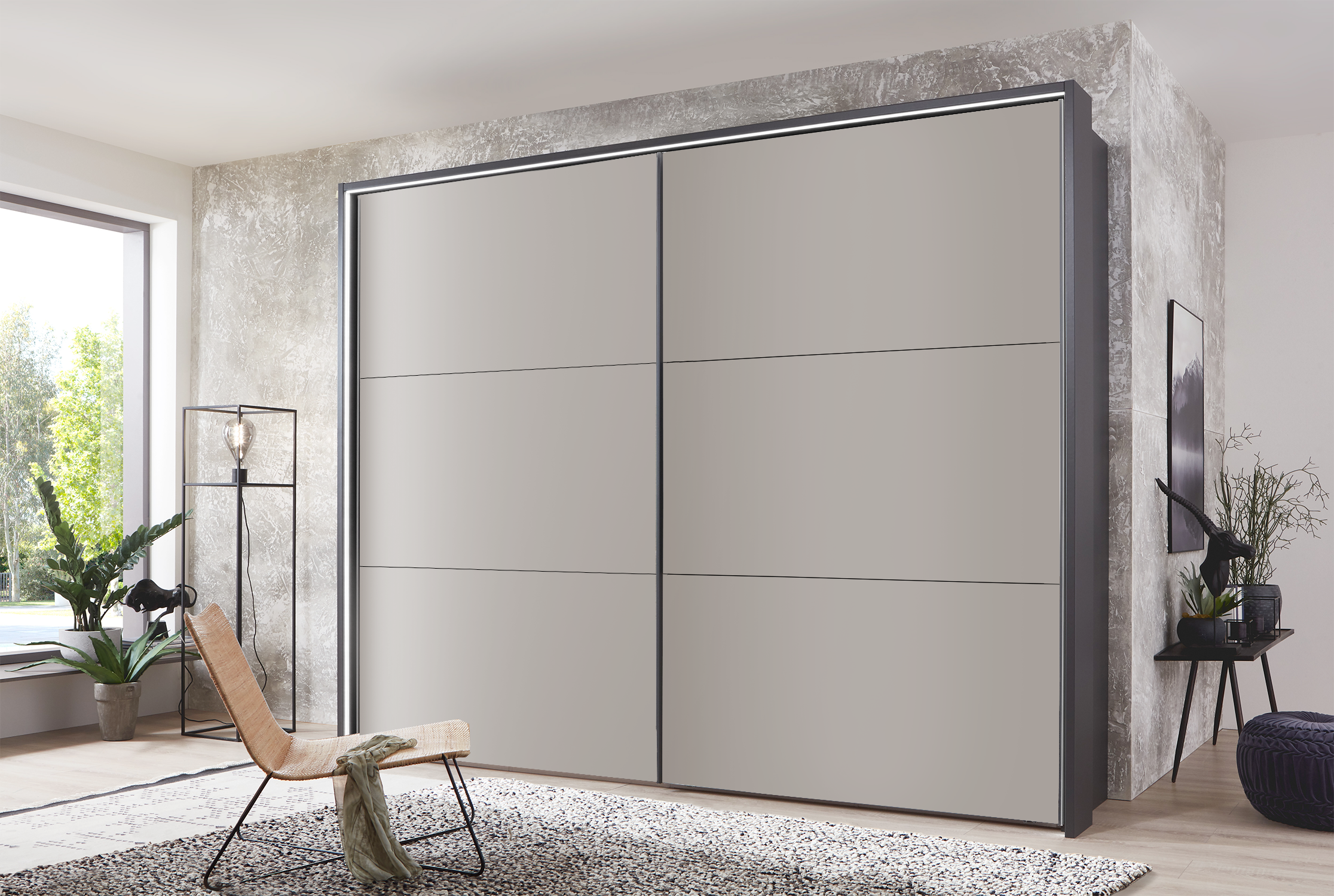 Kadiz Sliding Wardrobe Pebble Grey 250 cm