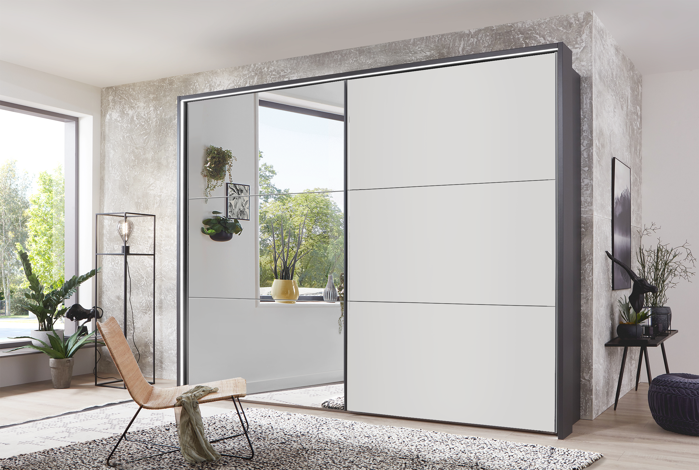 Kadiz Sliding Wardrobe White 250 cm