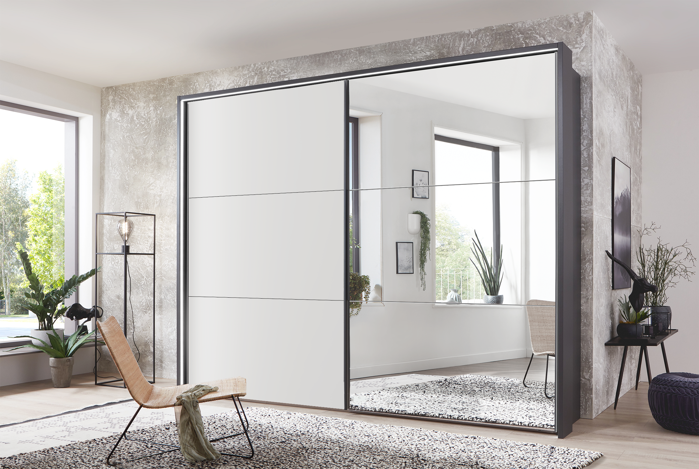 Kadiz Sliding Wardrobe White 250 cm