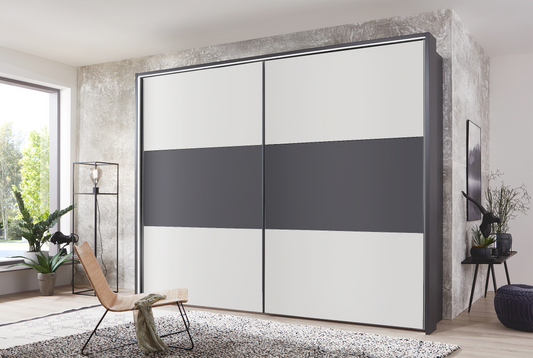 Kadiz Sliding Wardrobe White with Panelling 200 cm