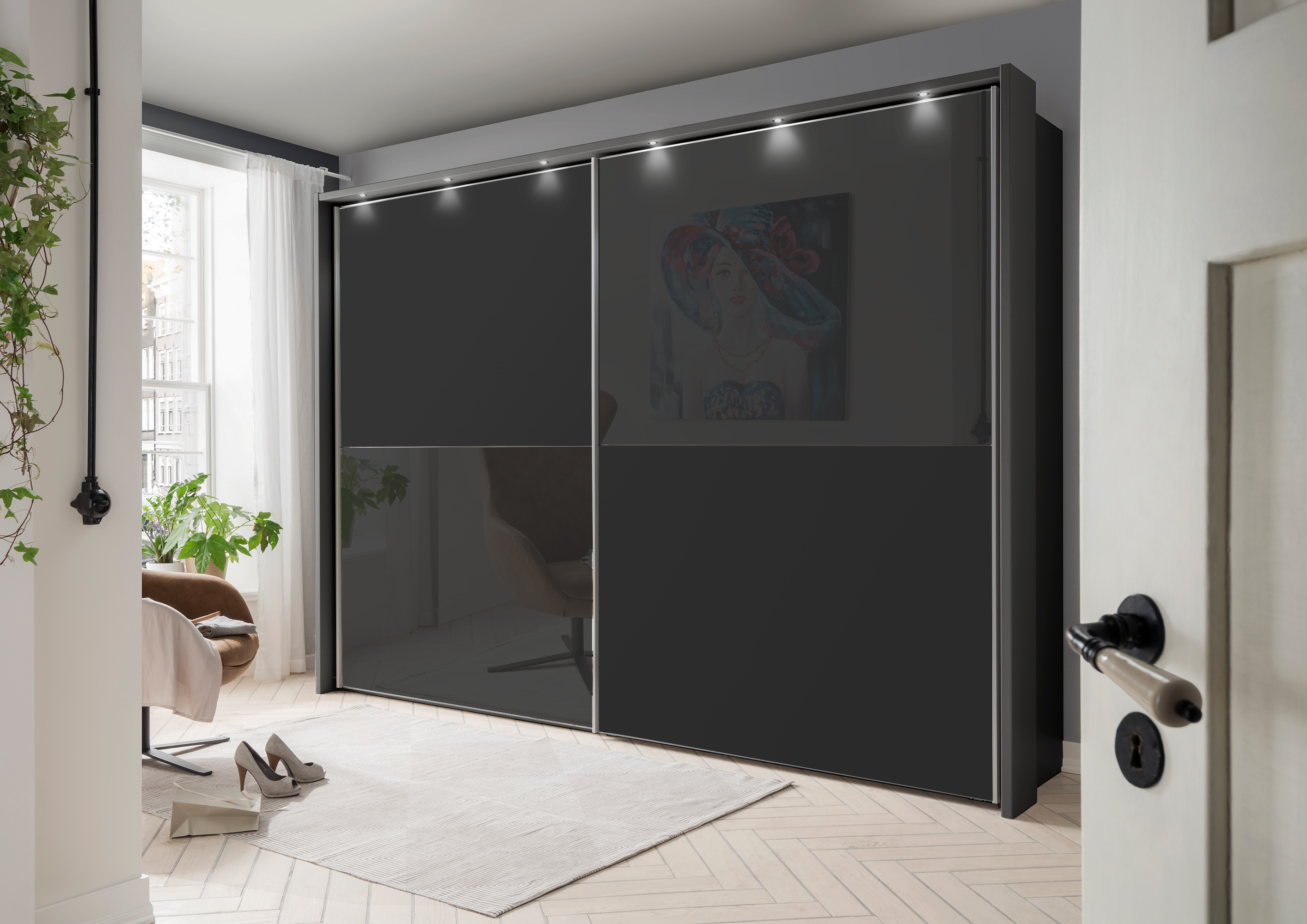 Bermuda II Sliding Wardrobe Matte Graphite 250cm