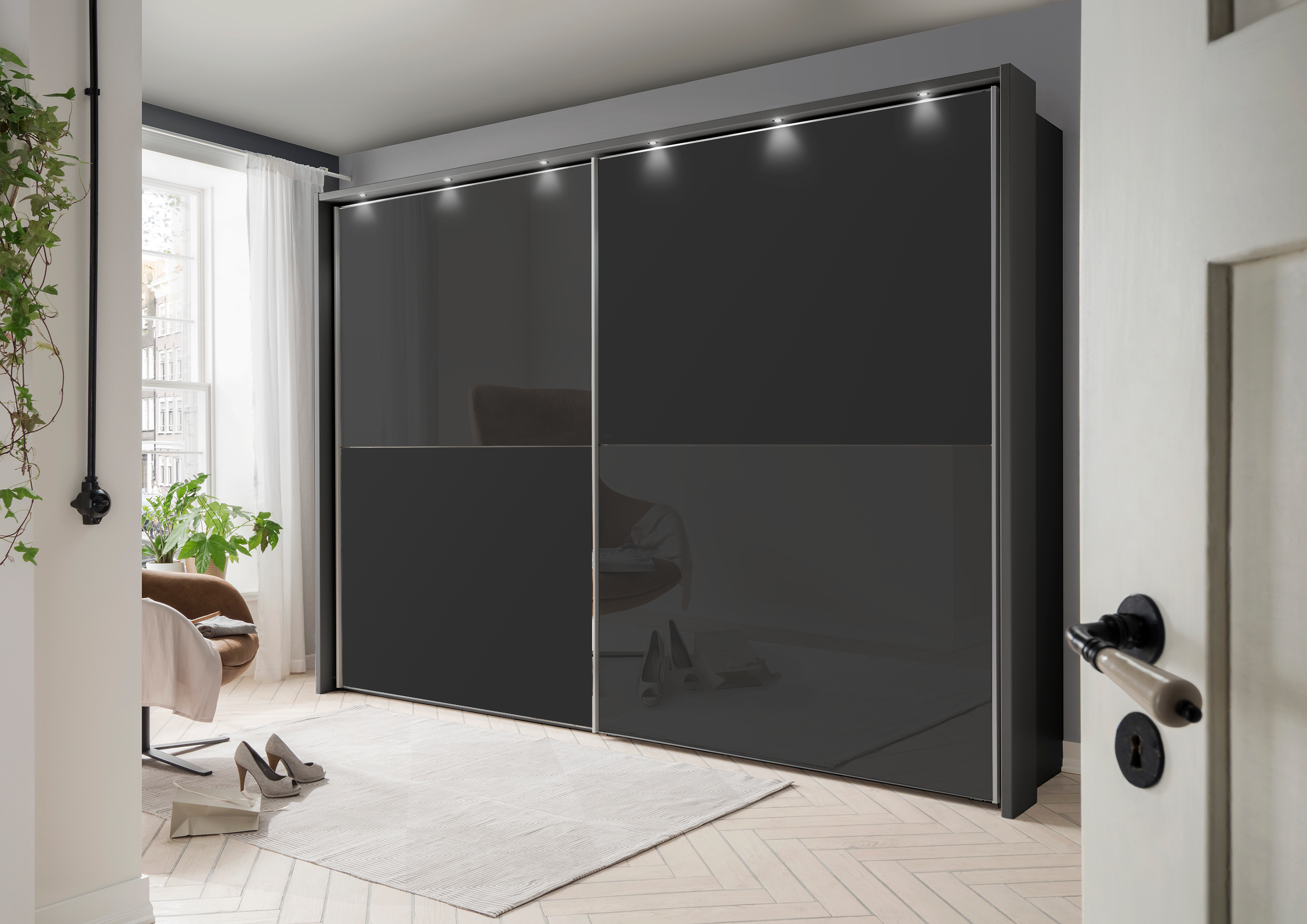 Bermuda II Sliding Wardrobe Glass Graphite 300cm