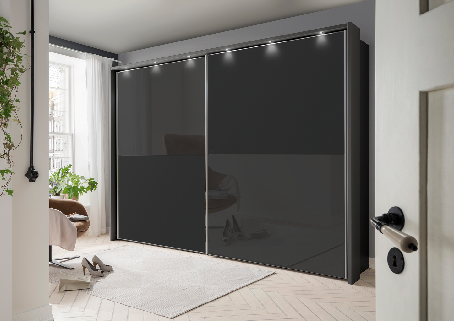 Bermuda II Sliding Wardrobe Matte Graphite 150cm