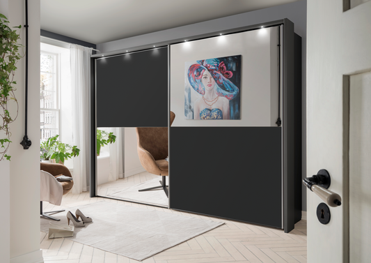 Bermuda II Sliding Wardrobe Matte Graphite 250cm
