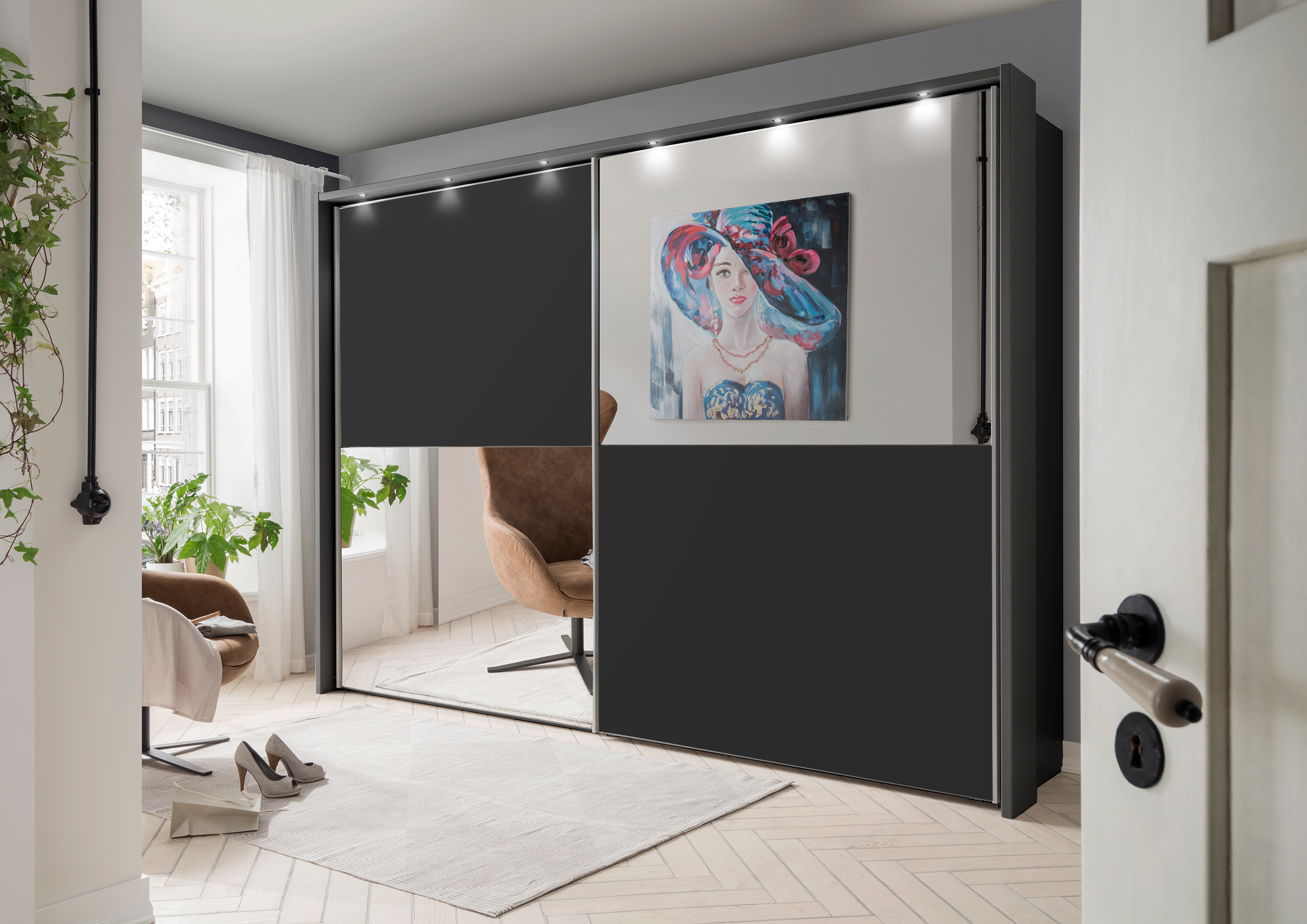 Bermuda II Sliding Wardrobe Matte Graphite 300cm