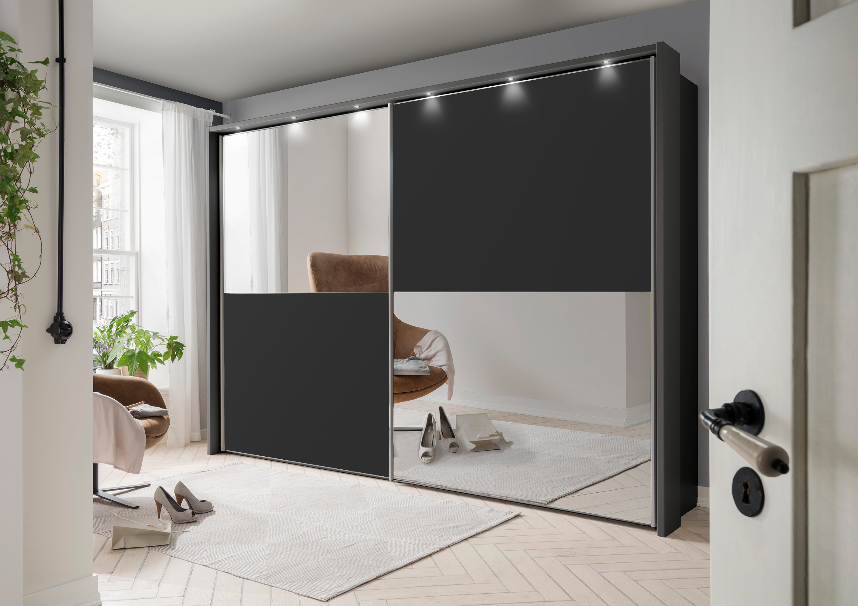 Bermuda II Sliding Wardrobe Matte Graphite 150cm