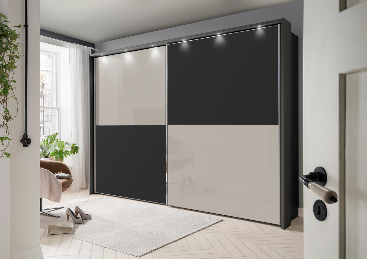 Bermuda II Sliding Wardrobe Glass Pebble Grey 250cm