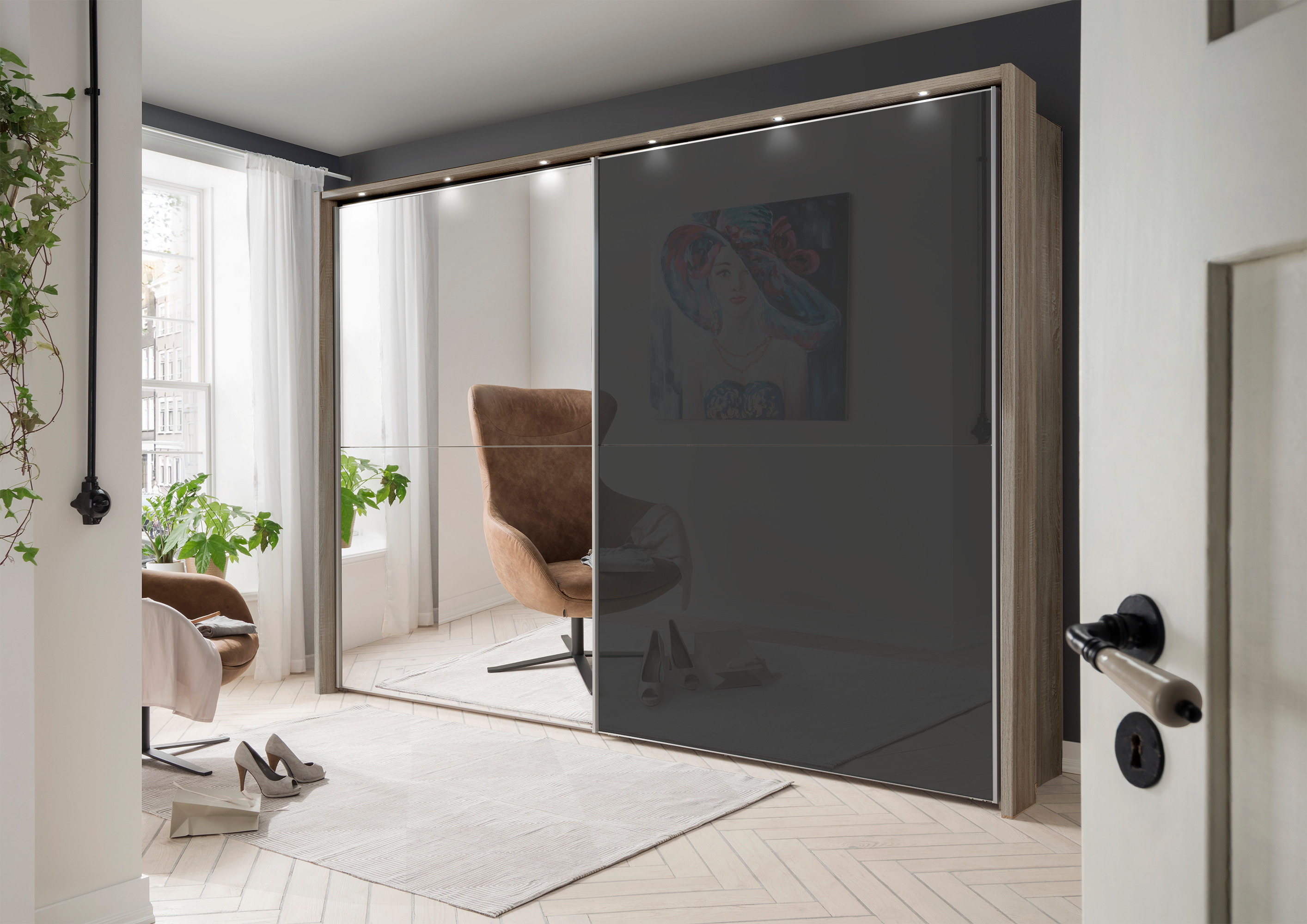 Bermuda Sliding Wardrobe Glass Graphite 200cm