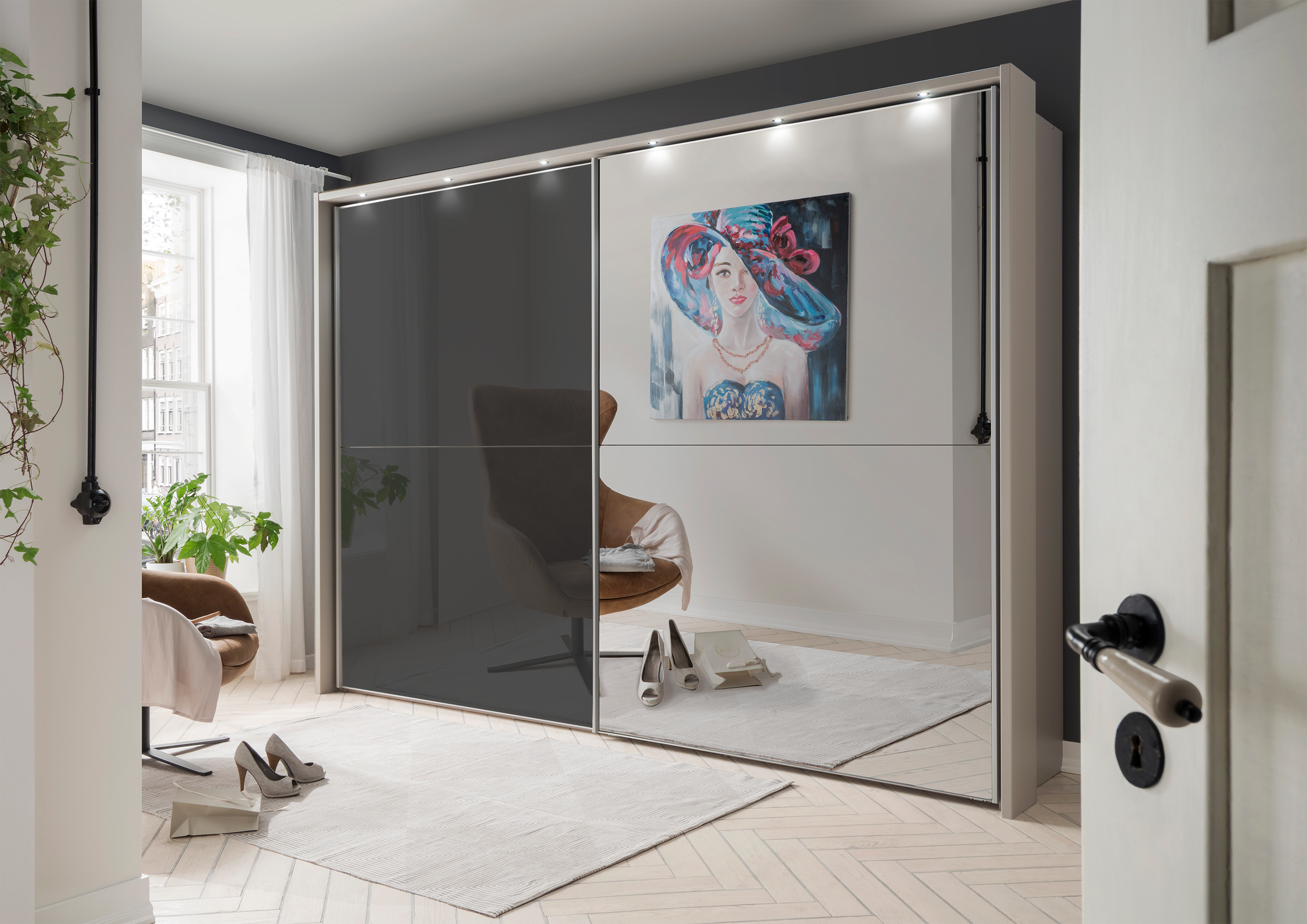 Bermuda Sliding Wardrobe Glass Graphite 250cm