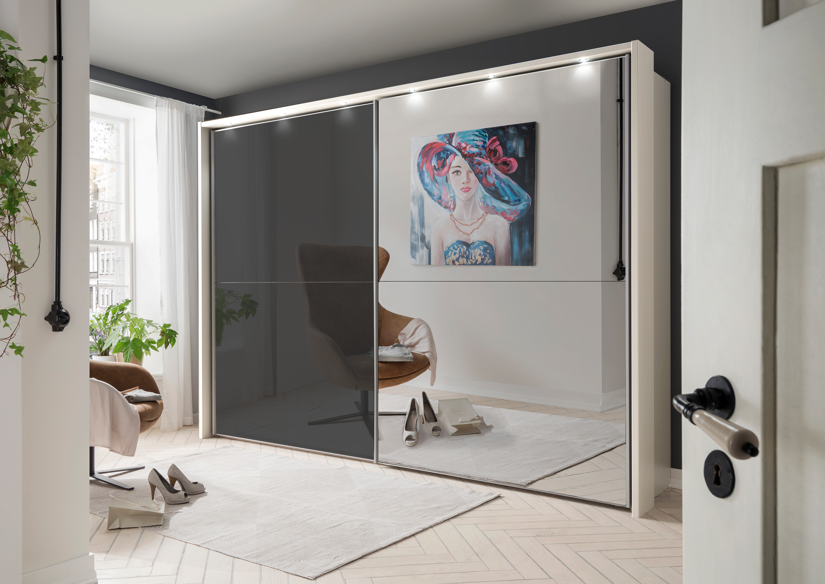 Bermuda Sliding Wardrobe Glass Graphite 200cm