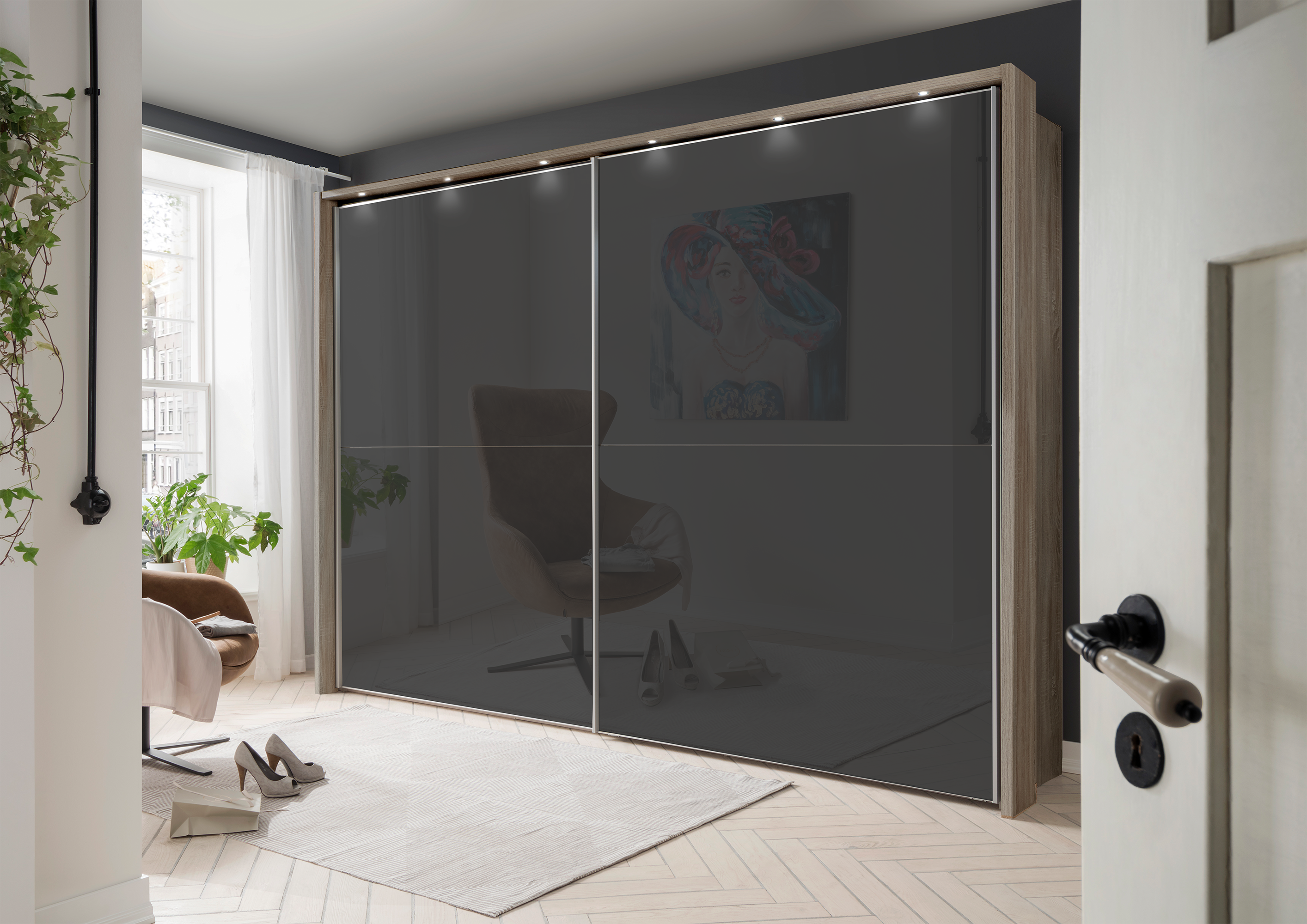 Bermuda Sliding Wardrobe Glass Graphite 300cm