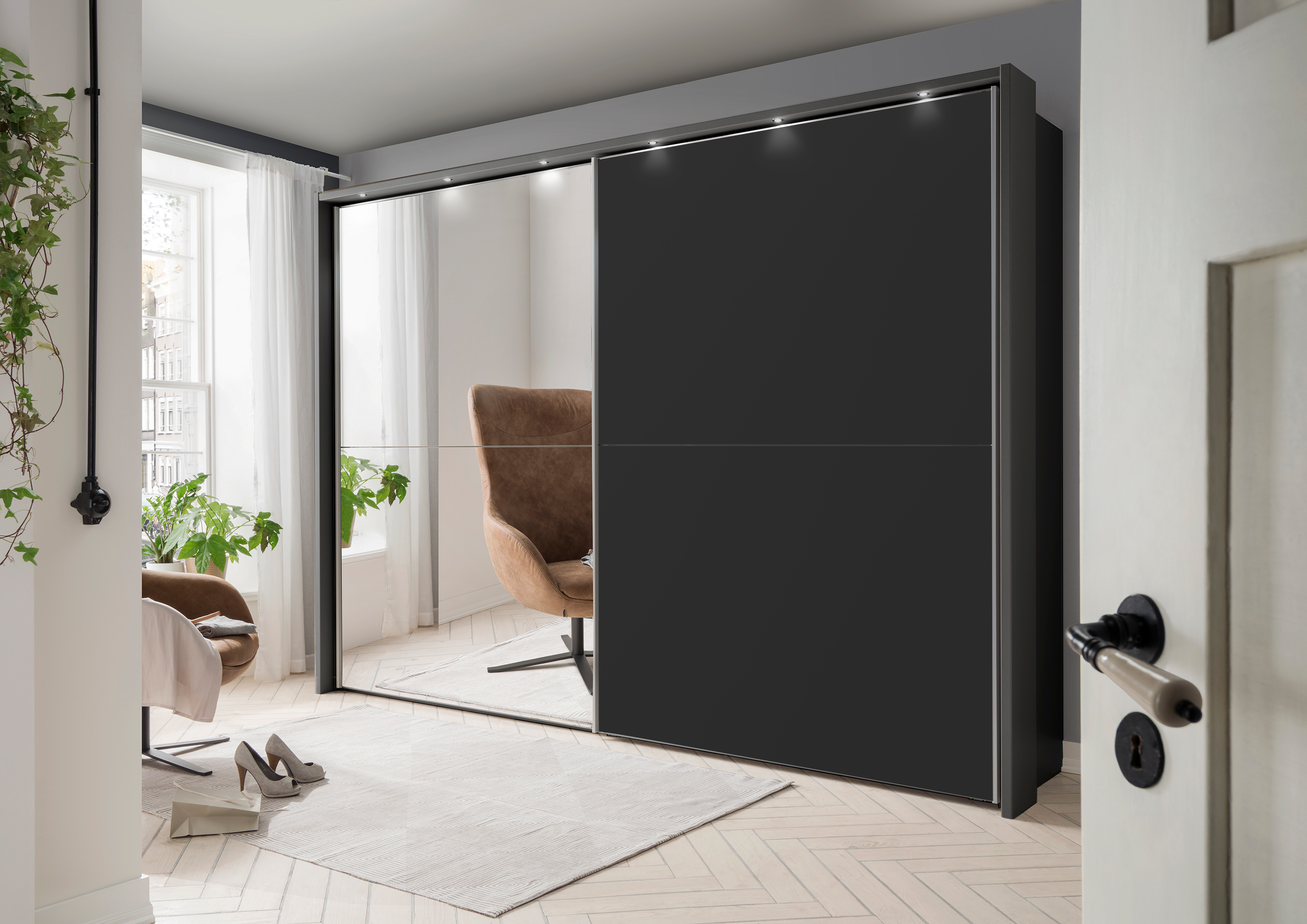 Bermuda Sliding Wardrobe Matte Graphite 150cm