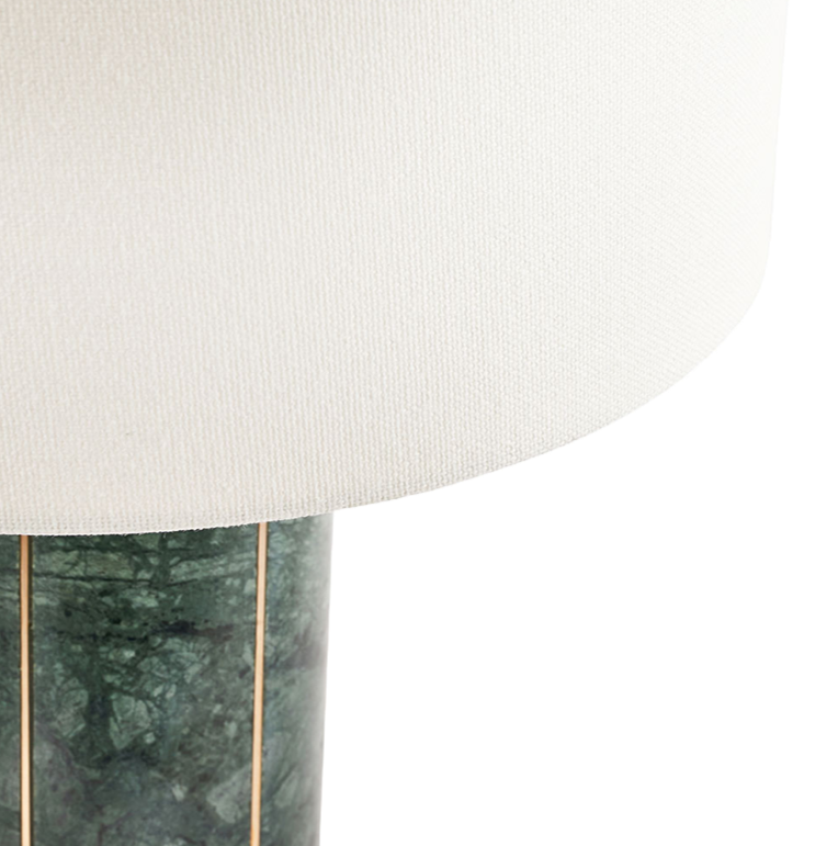 Green & Gold Marble Lamp & White Shade