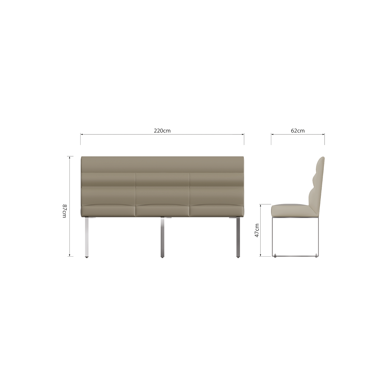 Indulgence 2.2m Dining Bench with Back