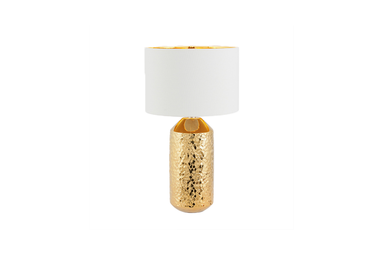 Vegabond Gold Ceramic Lamp & White Shade