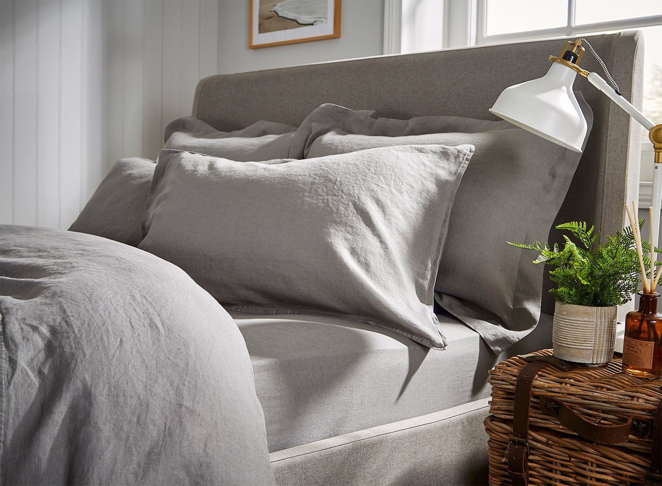 100% Linen Oxford Pillowcase Grey