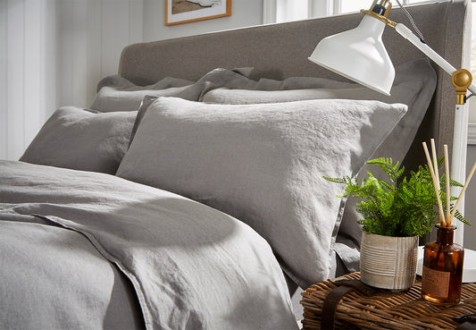 100% Linen Standard Pair Pillowcases Grey