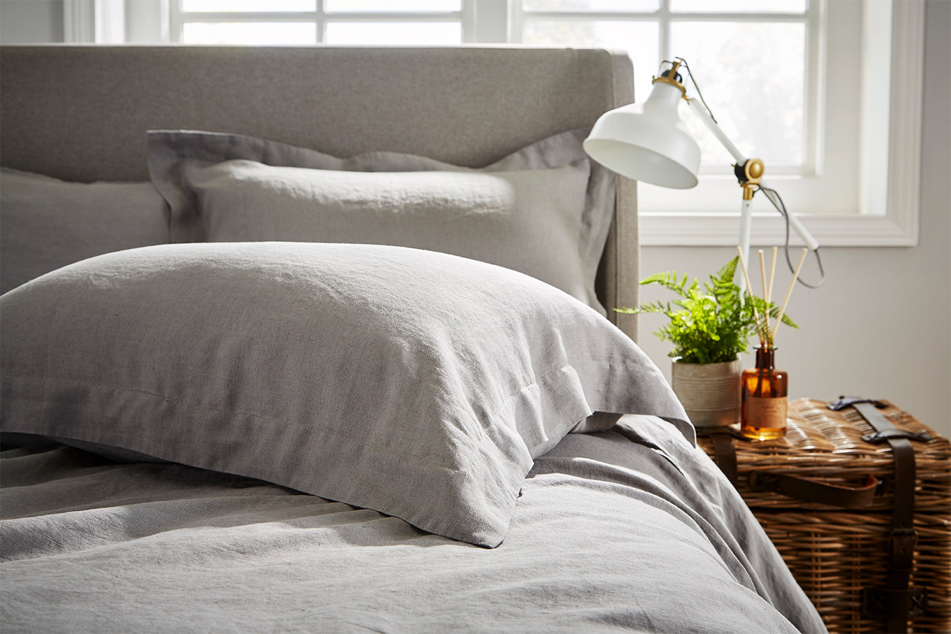 100% Linen Standard Pair Pillowcases Grey