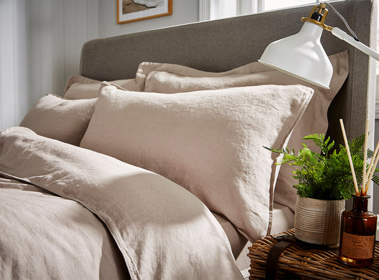 100% Linen Standard Pair Pillowcases Stone