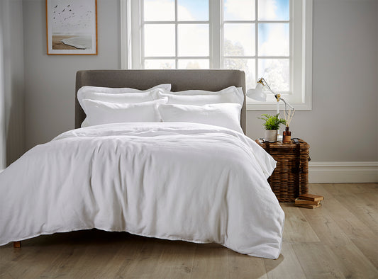 100% Linen Fitted Sheet White