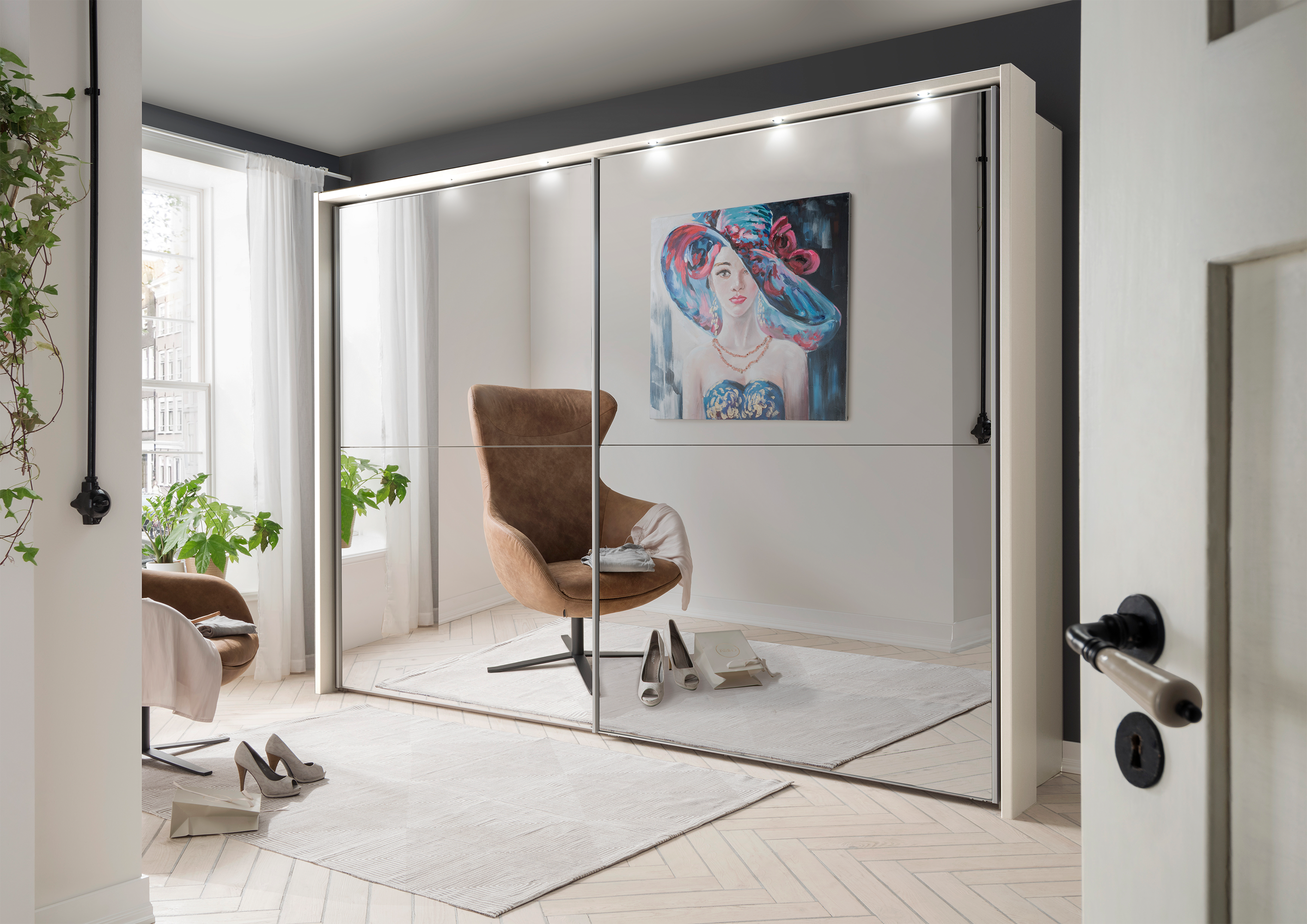 Bermuda Sliding Wardrobe Glass Pebble Grey 150cm