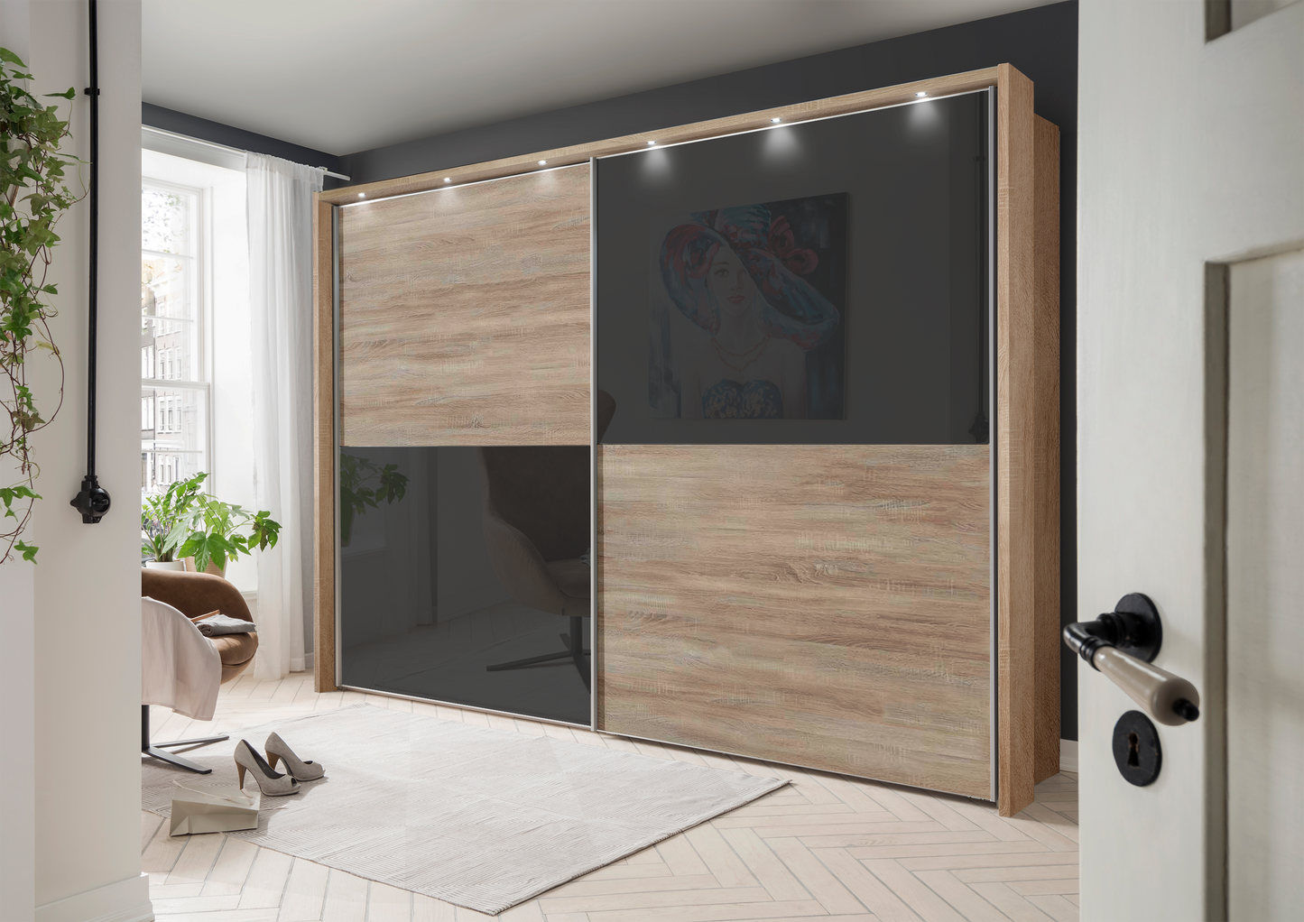 Bermuda II Sliding Wardrobe Glass Graphite 300cm