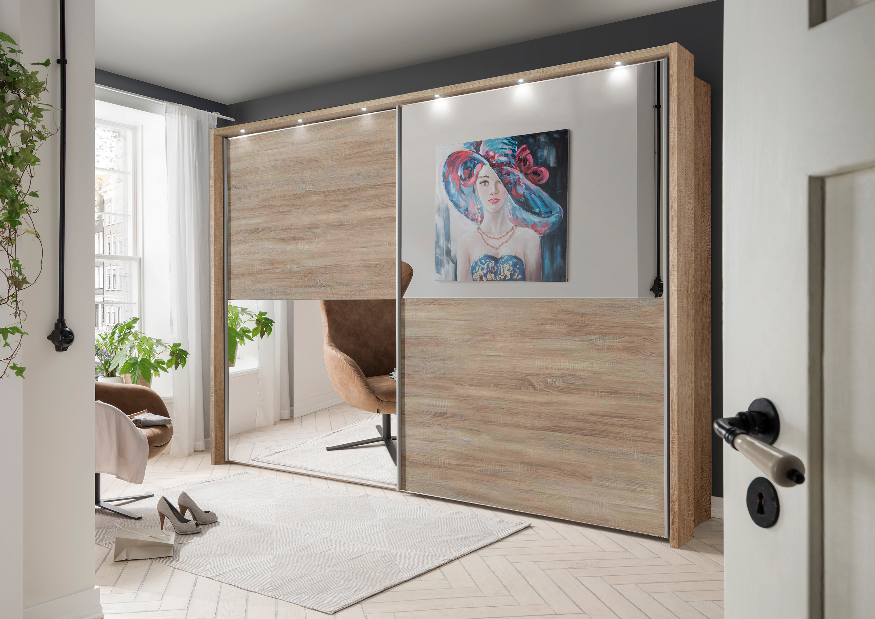 Bermuda II Sliding Wardrobe Rustic Oak 150cm