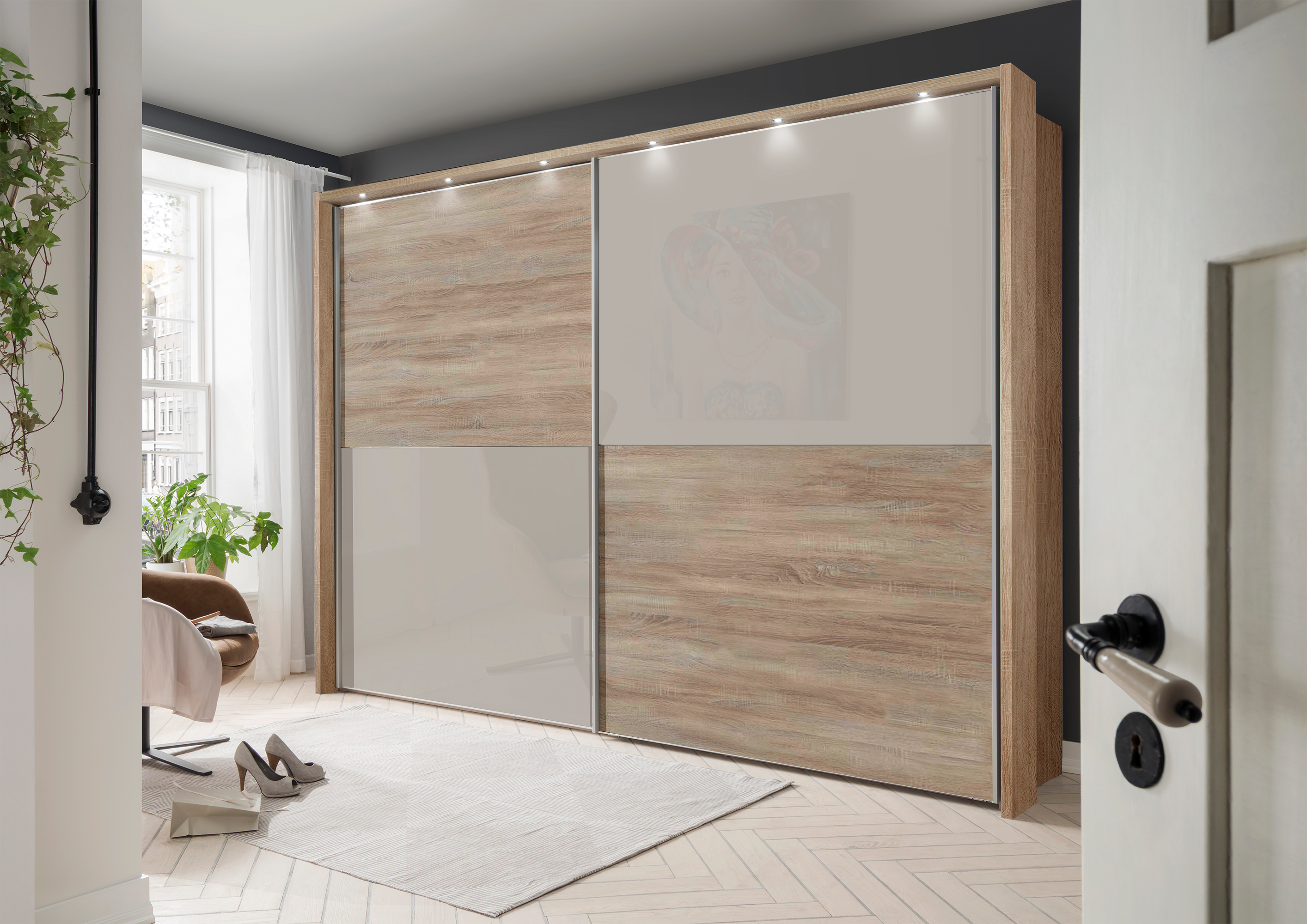 Bermuda II Sliding Wardrobe Glass Pebble Grey 150cm