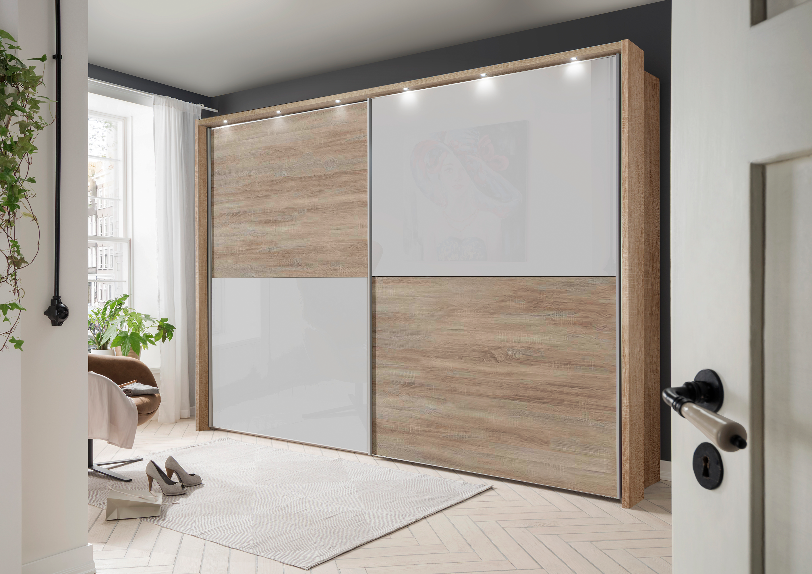 Bermuda II Sliding Wardrobe Glass White 150cm