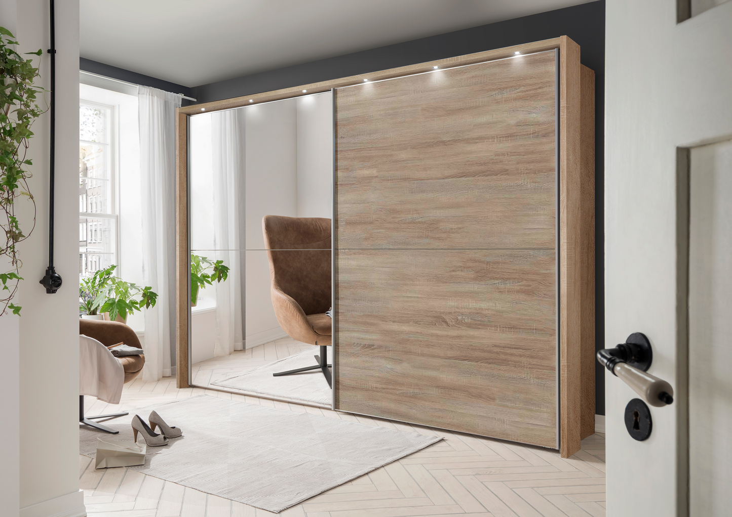 Bermuda Sliding Wardrobe Rustic Oak 250cm