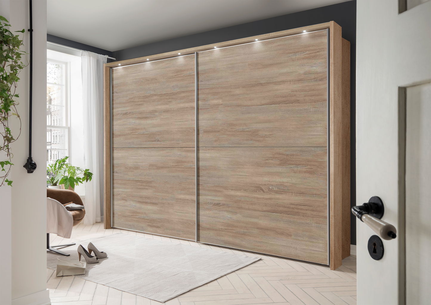 Bermuda Sliding Wardrobe Rustic Oak 250cm